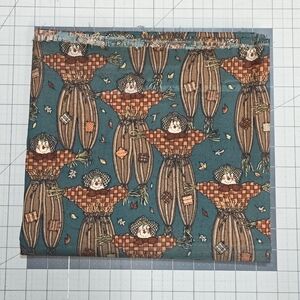 🍂 Vintage 90s teal Scarecrow Quilting Cotton Fabric Autumn Harvest 2 Yards Fall
